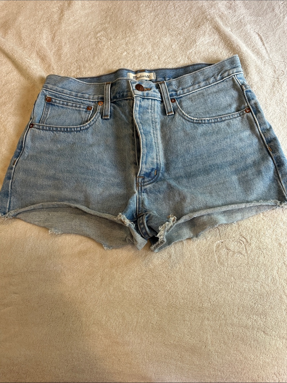 Madewell Faded Blue High-Rise Denim Cutoff Shorts size 27